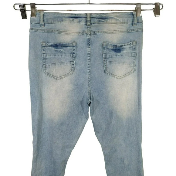 Blue Spice Ripped Skinny Jeans Juniors Size 13 Light Wash Blue High Rise - Picture 6 of 8